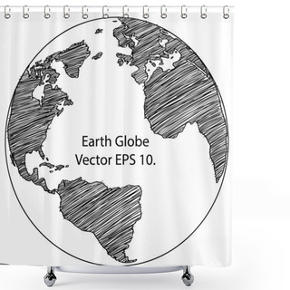Personality  World Map Earth Globe Vector Line Sketched Up Illustrator, EPS 10. Shower Curtains