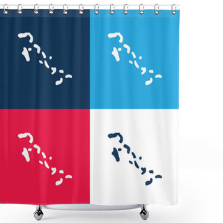 Personality  Bahamas Blue And Red Four Color Minimal Icon Set Shower Curtains