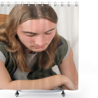 Personality  Sad Teen Boy Shower Curtains