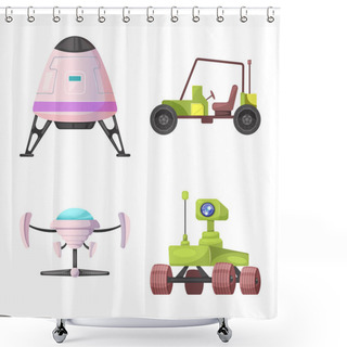 Personality  Vector Design Of Mars And Space Logo. Set Of Mars And Planet Stock Vector Illustration. Shower Curtains