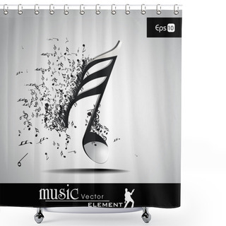 Personality  3 D Vector Illustration Of Musical Node With Burst Effect. View Shower Curtains