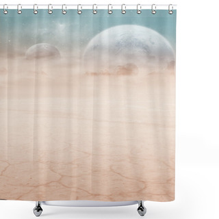 Personality  Science-fiction Landscape With Two Plane Shower Curtains