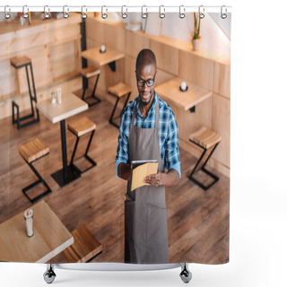 Personality  Waiter Taking Order In Cafe Shower Curtains