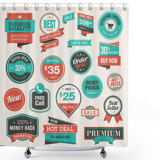 Personality  Set Of Vintage Badges And Stickers Shower Curtains