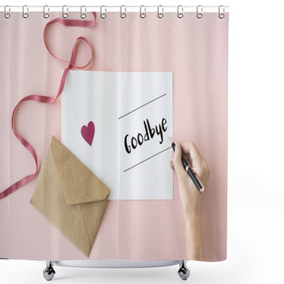 Personality  Human Hands Writing On Greeting Card Shower Curtains