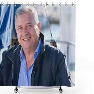 Personality  Portrait Of Happy Mature Man Shower Curtains