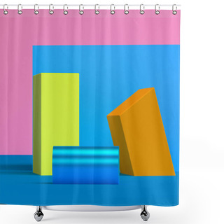 Personality  Scene With Geometrical Forms, Minimal Abstract  Background,3D Re Shower Curtains