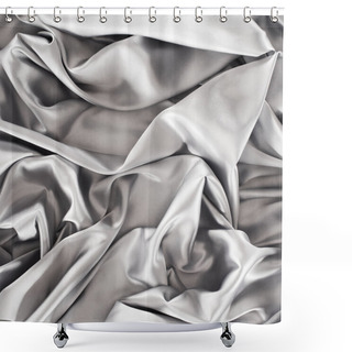Personality  Silver Crumpled Shiny Silk Fabric Background Shower Curtains