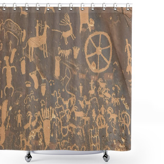 Personality  Shot Of American Indian Art On Newspaper Rock, Utah Shower Curtains