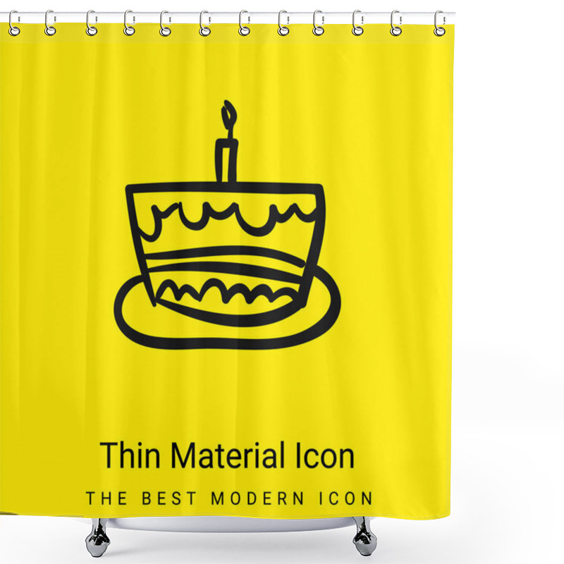 Personality  Birthday Cake Hand Drawn Celebration Food Minimal Bright Yellow Material Icon Shower Curtains