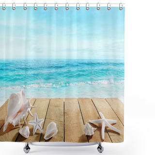 Personality  Boardwalk With Shells Shower Curtains