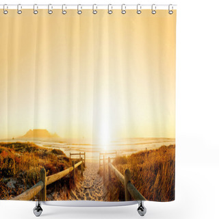 Personality  Sunset HDR Over The Ocean Shower Curtains