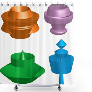 Personality  Abstract 3D Shapes Shower Curtains