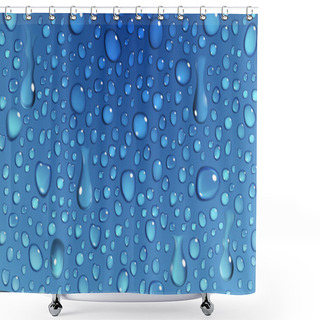Personality  Blue Background Of Water Drops Shower Curtains