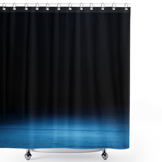 Personality  Blue Striped Wooden Background On Black Shower Curtains
