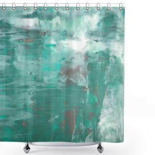 Personality  Turquoise And Grey Abstract Art Painting Shower Curtains