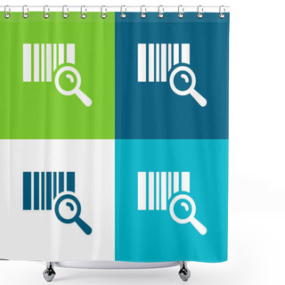Personality  Barcode Identification Flat Four Color Minimal Icon Set Shower Curtains