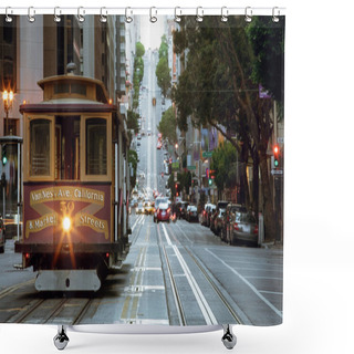 Personality  View Of Historical Cable Car On Famous Van Ness Ave  In San Francisco Shower Curtains
