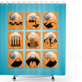 Personality  Travel Icons Vector  Illustration  Shower Curtains