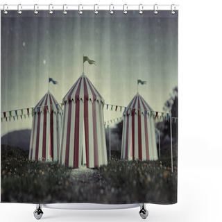 Personality  Circus Tents On Green Field 3d Illustration  Shower Curtains