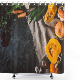 Personality  Autumn Vegetables On Sackcloth Shower Curtains