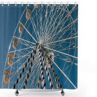 Personality  Low Angle View Of Ferris Wheel Against Blue Sky In Summertime Shower Curtains
