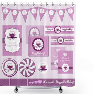 Personality  Baby Girl Greeting Cards With Owl Shower Curtains