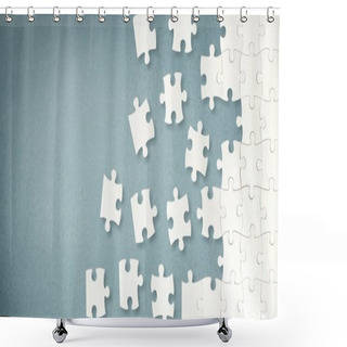 Personality  White Puzzle Pieces  Shower Curtains