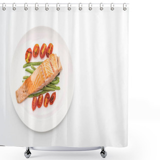 Personality  Grilled Salmon Steak On White Shower Curtains