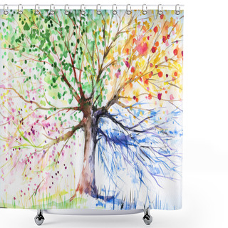 Personality  Four SeasonsTree Shower Curtains