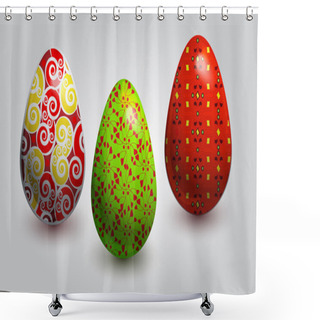 Personality  Fine Painted Eggs Designed For Easter Shower Curtains