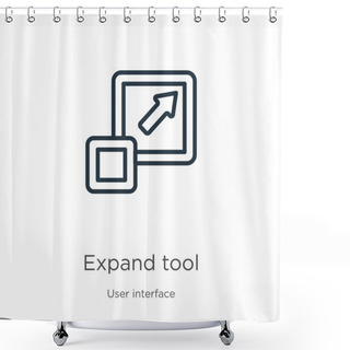 Personality  Expand Tool Icon. Thin Linear Expand Tool Outline Icon Isolated On White Background From User Interface Collection. Line Vector Expand Tool Sign, Symbol For Web And Mobile Shower Curtains