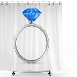 Personality  Vector Silver Ring With Diamond. Shower Curtains