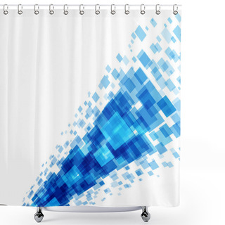 Personality  Abstract Geometric Squares Lines Blue Vector Background. Shower Curtains
