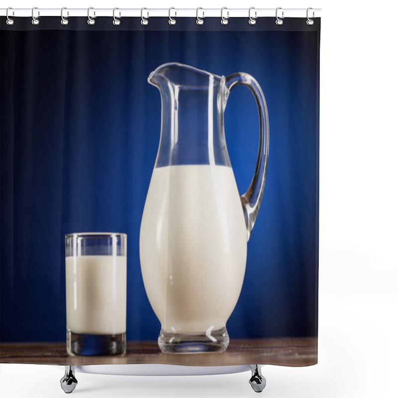 Personality  Fresh Milk In Glass And Jug  Shower Curtains