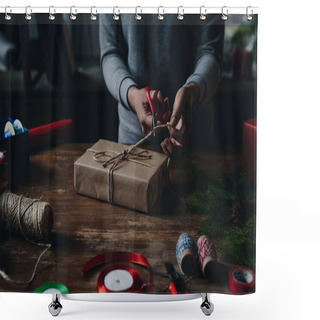 Personality  Woman Decorating Christmas Gift Shower Curtains