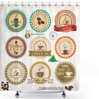 Personality  Retro Style Coffee Vintage Collection Shower Curtains
