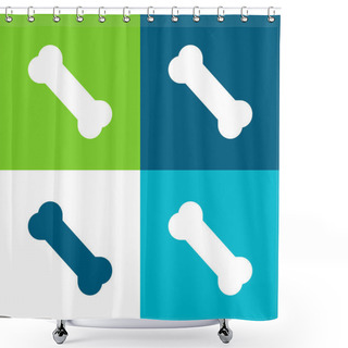 Personality  Bone Flat Four Color Minimal Icon Set Shower Curtains