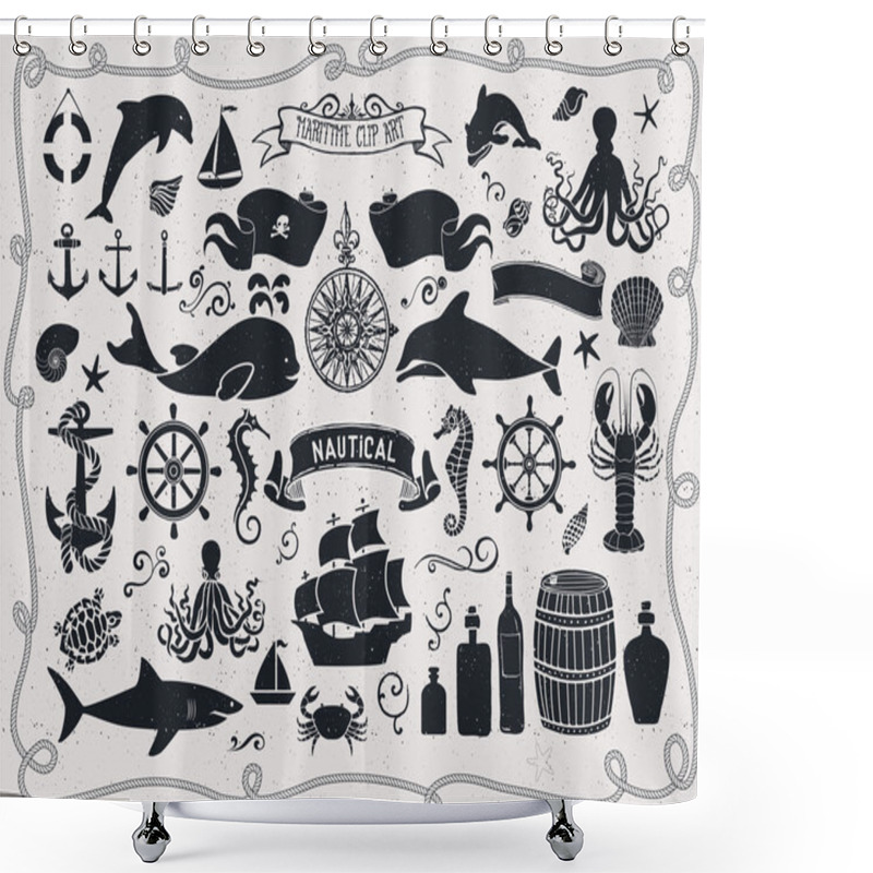 Personality  Maritime Clip Art Shower Curtains