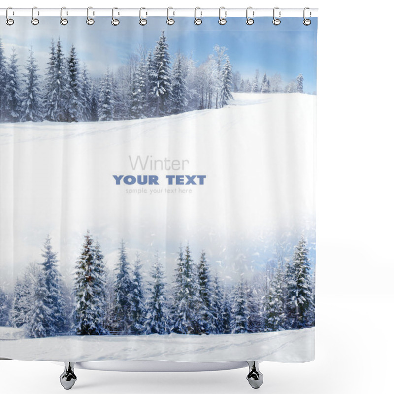 Personality  Beautiful winter landscape with snow covered trees shower curtains