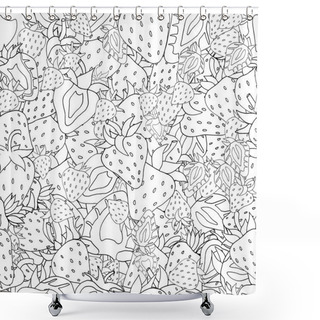 Personality  Seamless Pattern Set Of Monochrome Strawberries Shower Curtains