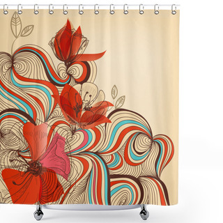 Personality  Vector Floral Background Shower Curtains