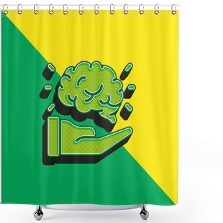 Personality  Brain Green And Yellow Modern 3d Vector Icon Logo Shower Curtains