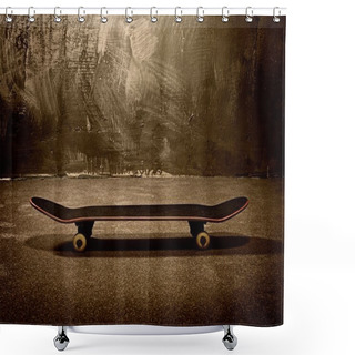 Personality  Skateboard Against Grunge Wall Shower Curtains