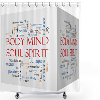 Personality  Body Mind Soul Spirit 3D Cube Word Cloud Concept Shower Curtains