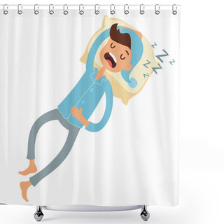 Personality  Sleeping Man In Bad Vector Illustration Shower Curtains