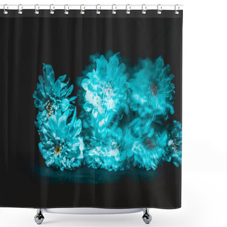 Personality  Blurred Blue Daisy Flowers On Black Background Shower Curtains
