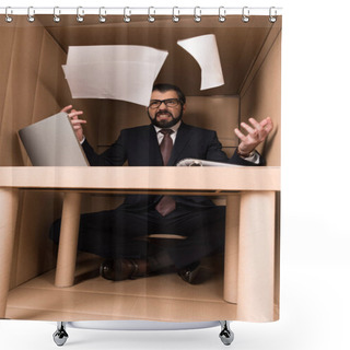 Personality  Businessman Throwing Documents Shower Curtains