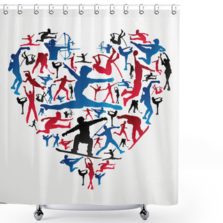Personality  Sports Silhouettes Heart Shower Curtains