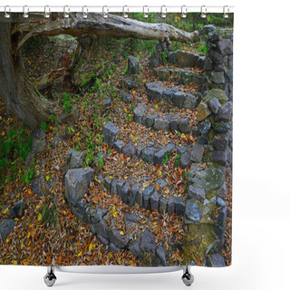 Personality  Old Cobblestone Stairs Shower Curtains